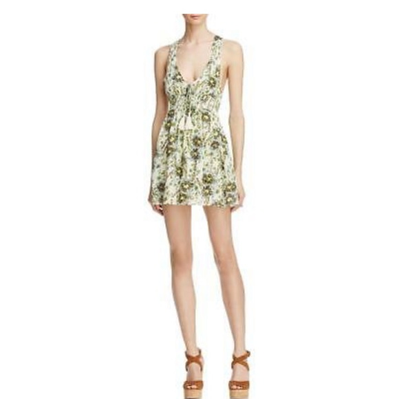 Free People | Dresses | Nwt Free People Green Floral Mini Dress | Poshmark
